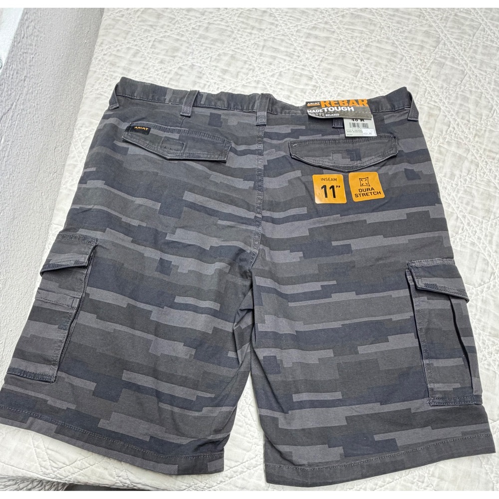 Ariat Rebar M4 Cargo Shorts Mens 40 Black Mask Camo DuraStretch new
